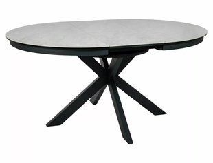 Masă de dining PORTO BEJ cu NEGRU MAT (STICLĂ/CERAMICĂ/METAL) 120(160)&times;120 cm
