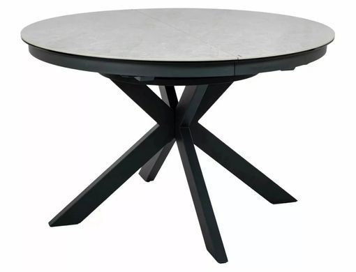 Masă de dining PORTO BEJ cu NEGRU MAT (STICLĂ/CERAMICĂ/METAL) 120(160)&times;120 cm