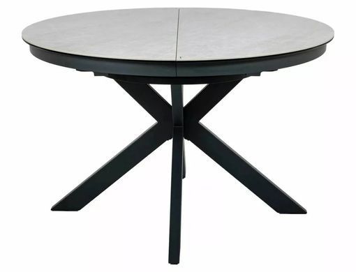 Masă de dining PORTO BEJ cu NEGRU MAT (STICLĂ/CERAMICĂ/METAL) 120(160)&times;120 cm