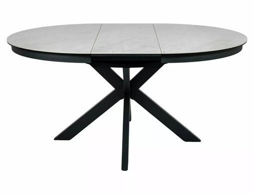 Masă de dining PORTO BEJ cu NEGRU MAT (STICLĂ/CERAMICĂ/METAL) 120(160)&times;120 cm