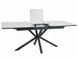 Masă de dining LOGAN CERAMIC ALB MAT cu NEGRU MAT (MDF/METAL) 160(200)&times;90 cm