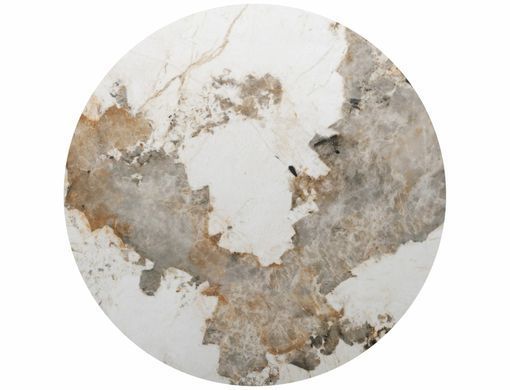 Măsuță de cafea RONDO ALB LUCIOS PANDORO cu STEJAR (MDF, CERAMICĂ/MDF FURNIRUIT) 45&times;50 cm