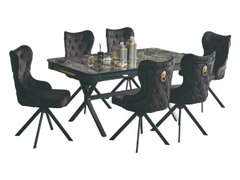 CAMELIA table and chairs set (6 swivel chairs + dining table 170*90*76)(29955)