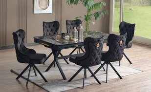 Комплект стол и стулья CAMELIA (6 swivel chairs + dining table 170*90*76) (29955)