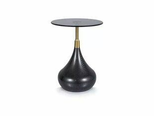 Măsuță de cafea TAURUS STICLĂ FUMURIE cu NEGRU și AURIU (STICLĂ SECURIZATĂ/METAL) 40&times;54 cm