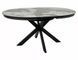 Masă de dining PORTO CERAMIC ALB PANDORO cu NEGRU MAT (STICLĂ/CERAMICĂ/METAL) 120(160)&times;120 cm